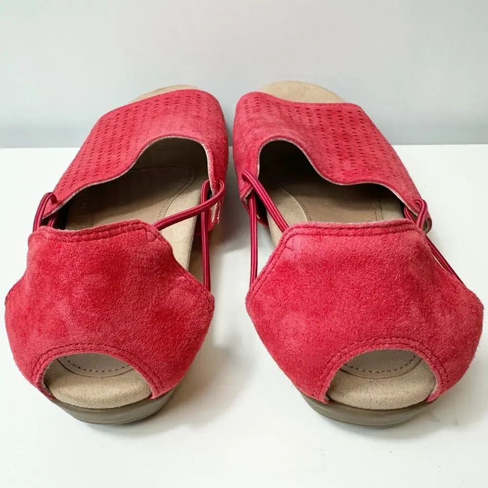 Earth Alder Abra Ginger Suede Slip On Sandals Spicy Red Open Toe Womens Size 7.5 - Picture 5 of 7